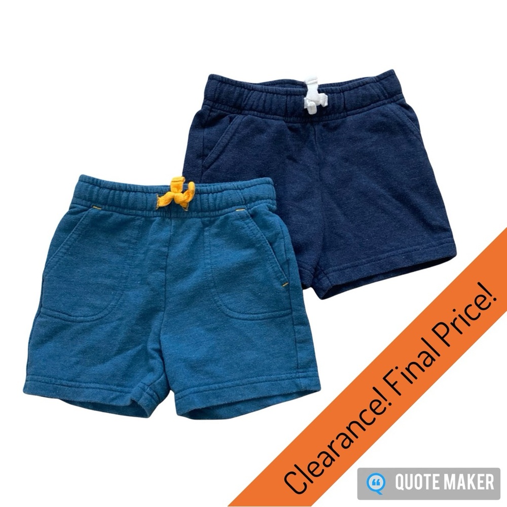 Cat & Jack Bundle of 2 Knit Shorts (Teal & Navy, 18 Months)